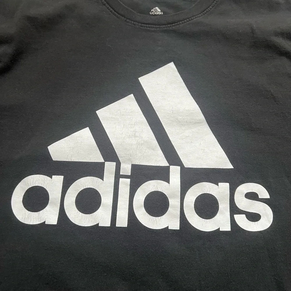 Adidas Men's Black and White Long Sleeve Tee